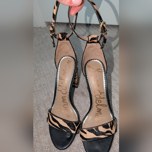 Sam Edelman Zebra-Print Ankle Strap Block Heel Sandal 7.5 - Picture 3 of 8
